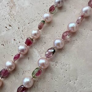 Elegant Pink Pearl and Pink Tourmaline Necklace